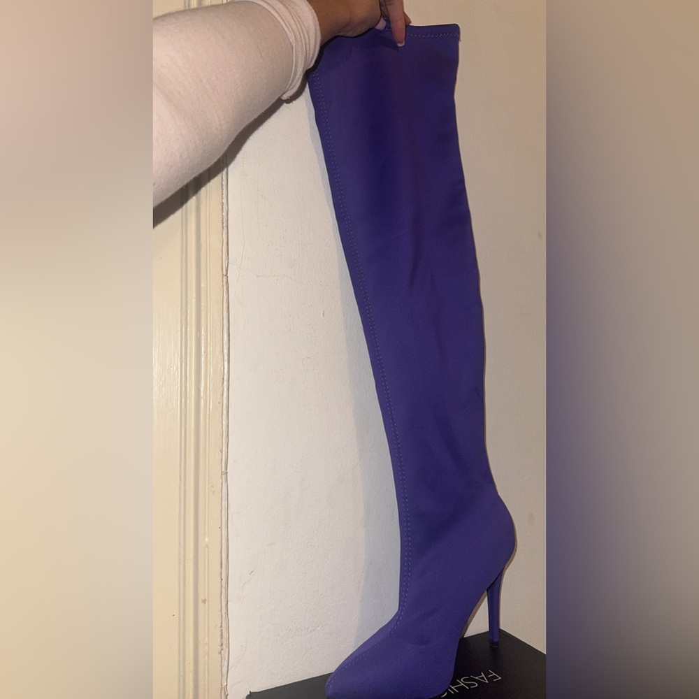 Vibrant Purple Thigh-High Boots
